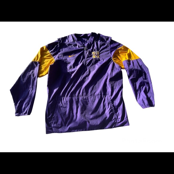 Nike Vintage Logod N Purple Yellow Jacket Pullover 1/4 zip Size XL - Picture 1 of 14